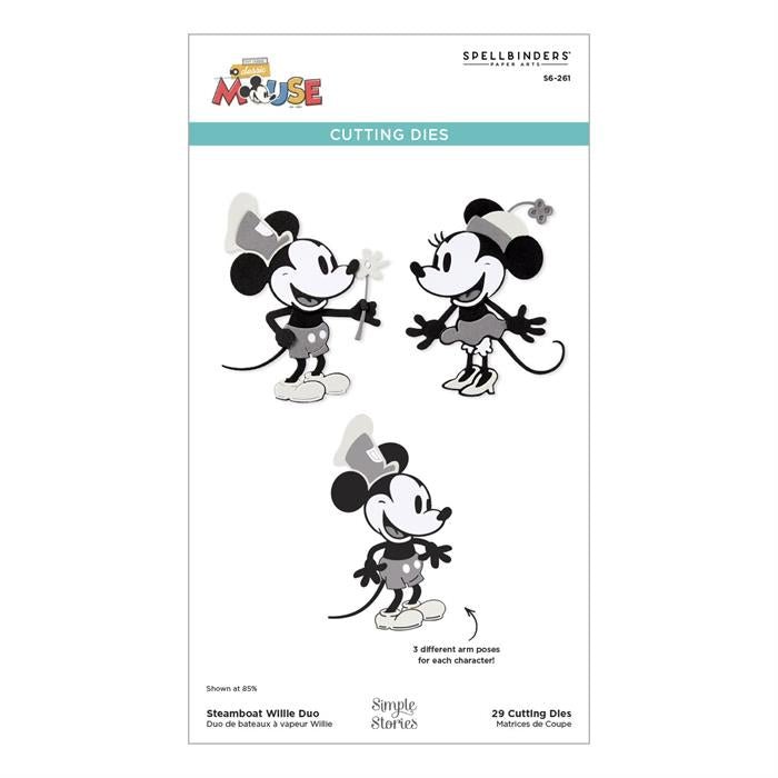 Spellbinders Steamboat Willie Duo Etched Dies - 34-Piece Character Set for Layered Scrapbook Pages & Cards - Home-Crafts