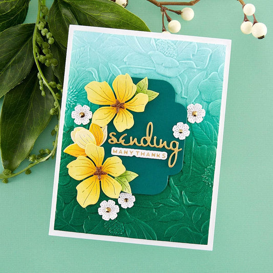 Spellbinders Thanks Enclosed Sentiments Etched Dies from the Four Petal Collection