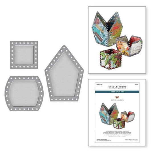 Spellbinders Vintage Handcrafted Square Base and Sides Bowl Deep Etched Dies