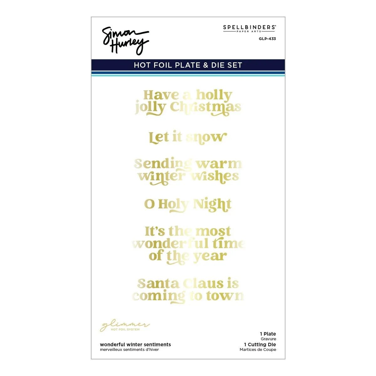 Spellbinders Wonderful Winter Sentiments Glimmer Hot Foil Plate & Die Set