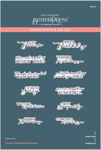 Spellbinders You Are Everything Sentiments Press Plate & Die Set