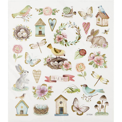 Spring & Easter Stickers - Foil Detail Self-Adhesive Sheet - 15x16.5cm - Home-Crafts