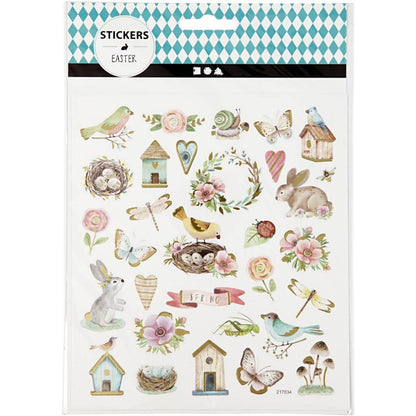 Spring & Easter Stickers - Foil Detail Self-Adhesive Sheet - 15x16.5cm - Home-Crafts