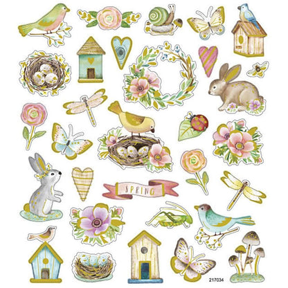Spring & Easter Stickers - Foil Detail Self-Adhesive Sheet - 15x16.5cm - Home-Crafts