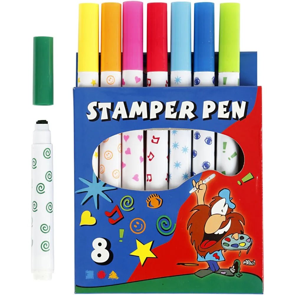 Stamp Washable Markers 8 Colours Drawing Art Pens Designed Tip School Merits