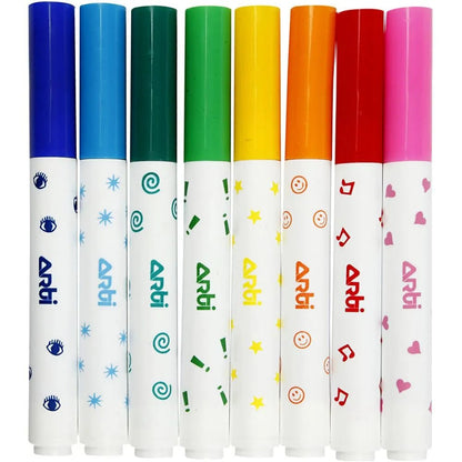 Stamp Washable Markers 8 Colours Drawing Art Pens Designed Tip School Merits