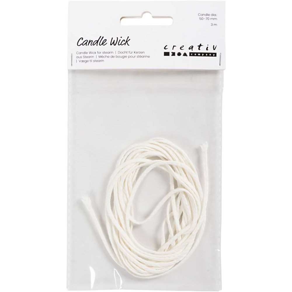 Stearin Candle Wicks - 3m Flat Cotton Spool for 50 - 70mm Molded Candles - Home - Crafts
