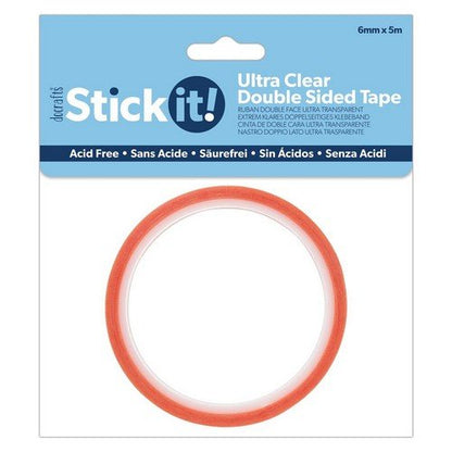 Stick It Ultra Clear Tape 6mm x 5m - Double Sided Adhesive for Card Making - Home-Crafts