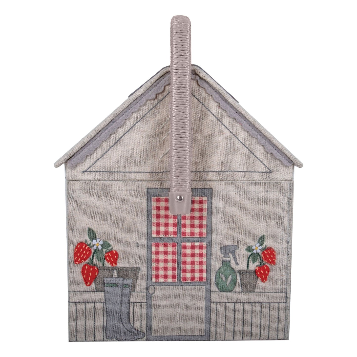 Strawberry Greenhouse Sewing Box - Embroidered Novelty Storage with Organiser Tray - Home - Crafts