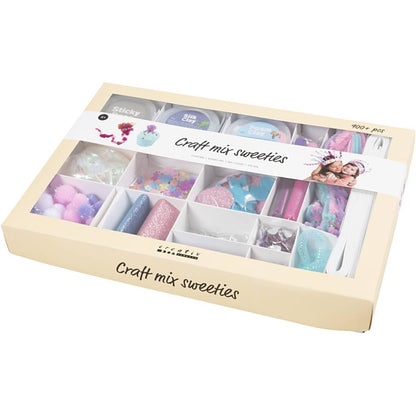 Sweetie Craft Mix - Pastel Crafting Supplies with Foam Clay, EVA Shapes & Glitter - Home - Crafts