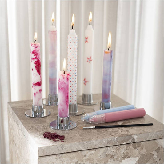 Taper Candle Decorating Kit - 3 Techniques for Painting & Marbling White Candles - Home - Crafts