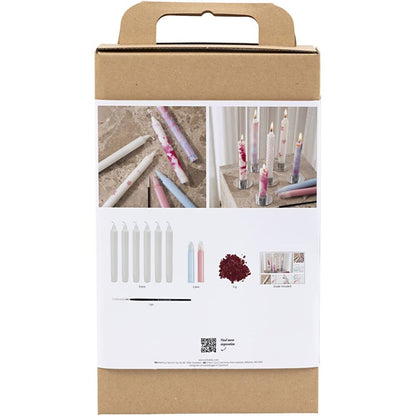 Taper Candle Decorating Kit - 3 Techniques for Painting & Marbling White Candles - Home - Crafts