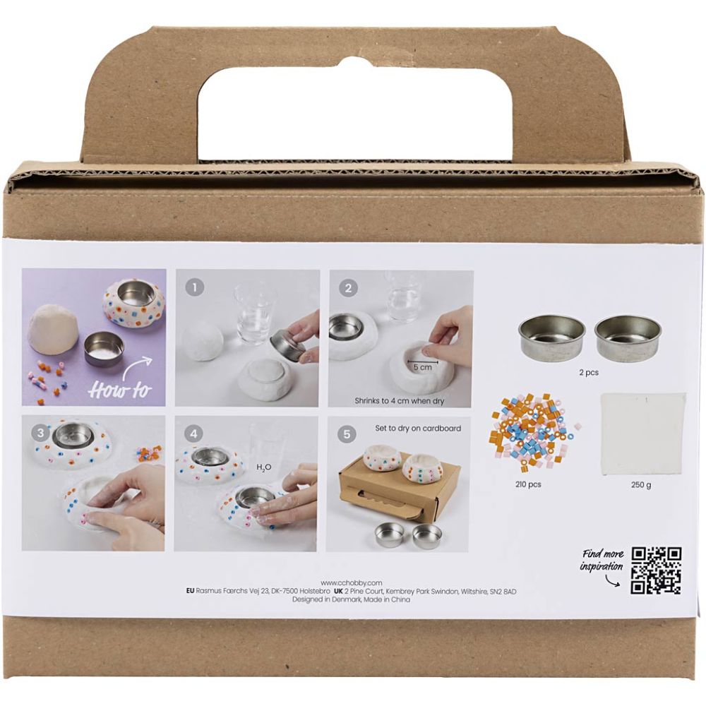 Tealight Holder Craft Kit for Kids - Create 2 Decorated Candle Holders with Clay & Beads - Home - Crafts