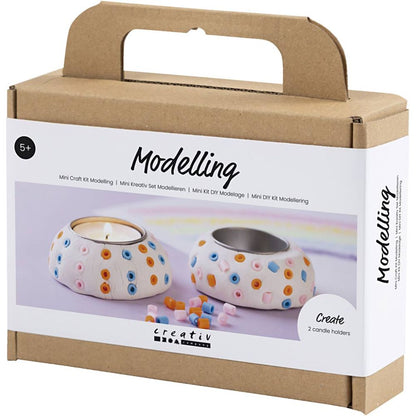 Tealight Holder Craft Kit for Kids - Create 2 Decorated Candle Holders with Clay & Beads - Home - Crafts