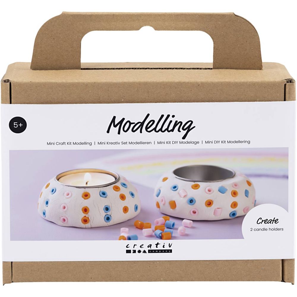Tealight Holder Craft Kit for Kids - Create 2 Decorated Candle Holders with Clay & Beads - Home - Crafts