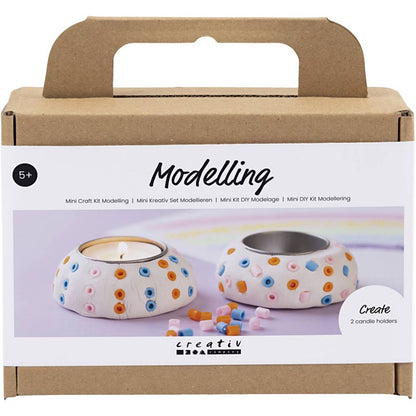Tealight Holder Craft Kit for Kids - Create 2 Decorated Candle Holders with Clay & Beads - Home - Crafts