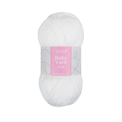 Trimits White Aran Baby Yarn - 165m Anti - Pilling Acrylic Yarn for Knitting & Crochet (6 - Pack) - Home - Crafts