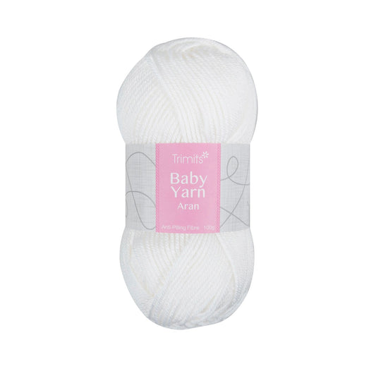 Trimits White Aran Baby Yarn - 165m Anti - Pilling Acrylic Yarn for Knitting & Crochet (6 - Pack) - Home - Crafts