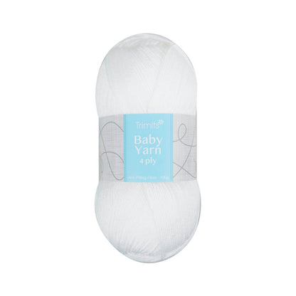 Trimits White Soft Anti - Pilling 4 Ply Baby Yarn - 400m Fine Acrylic Knitting - Home - Crafts