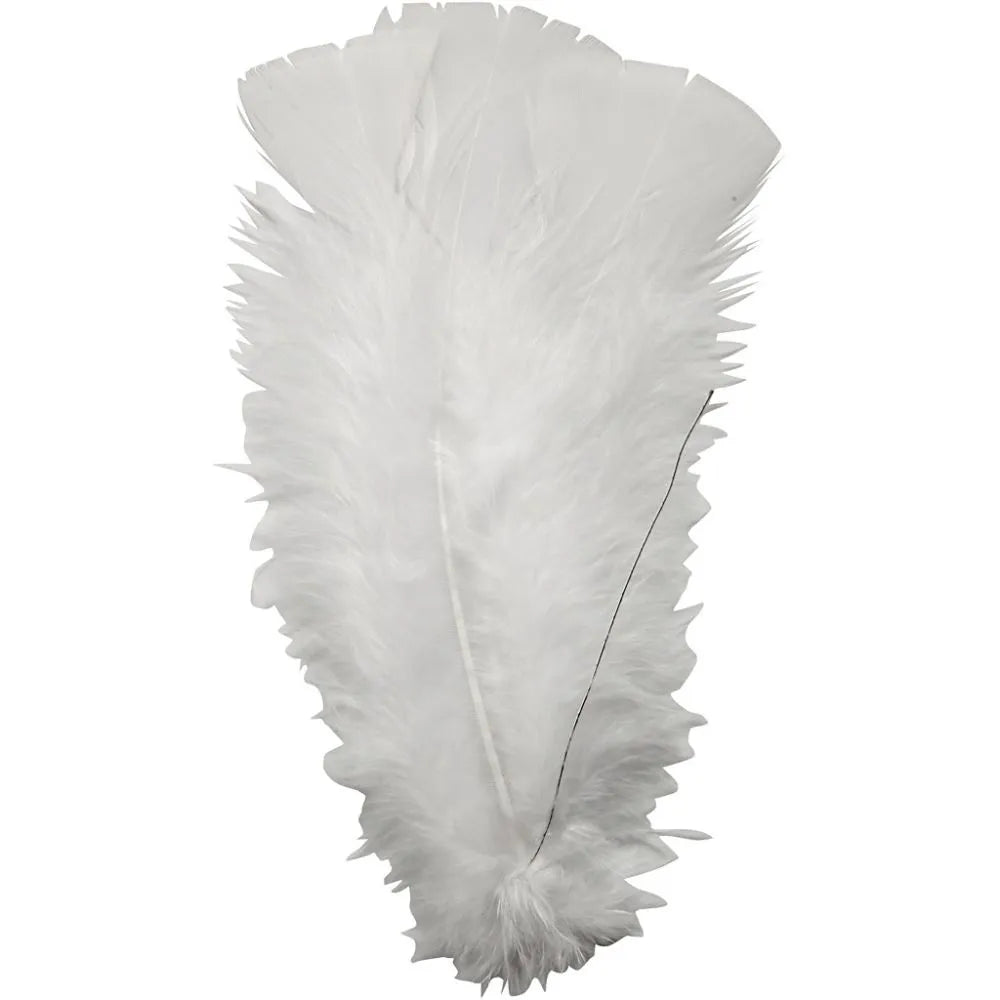 Turkey Feathers Craft Accessories Decoration 18 Bundles L:11-17 cm White
