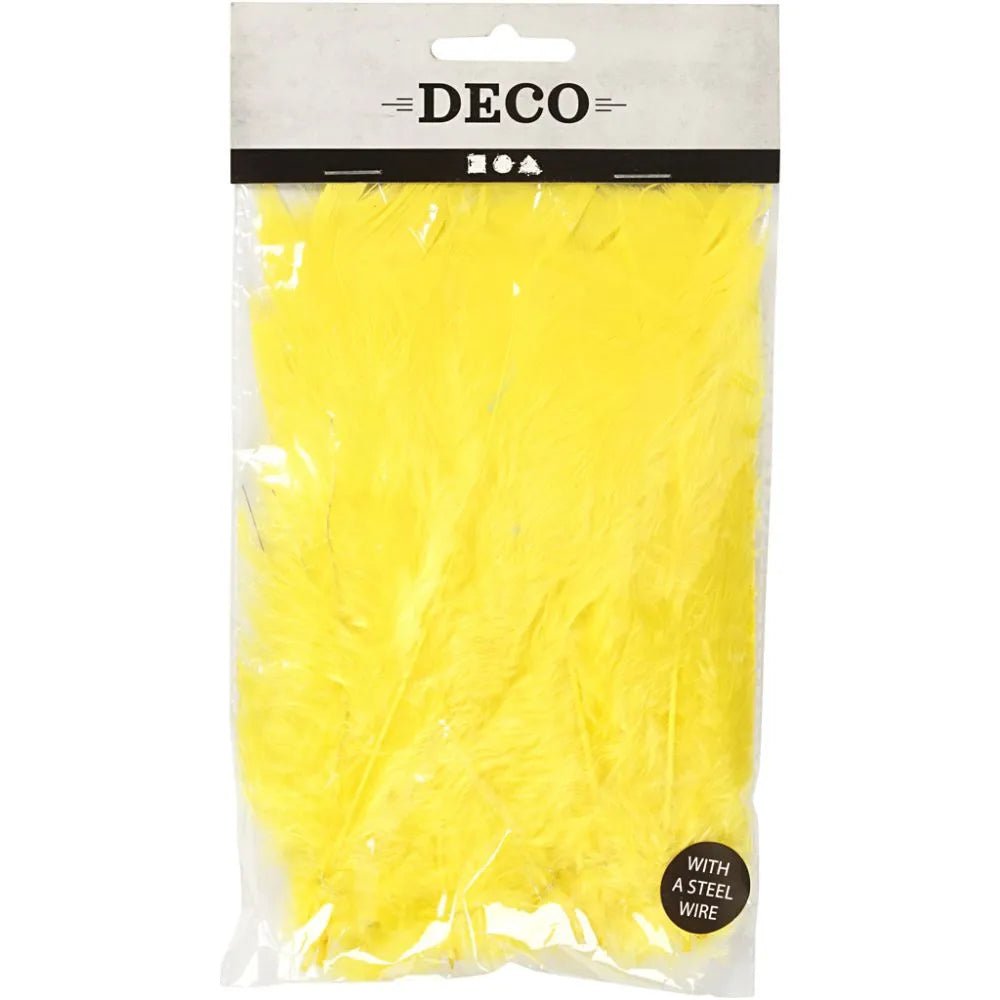 Turkey Feathers Craft Decorations 18 Bundles In 3 Pcs Assembled L:11-17cm Yellow