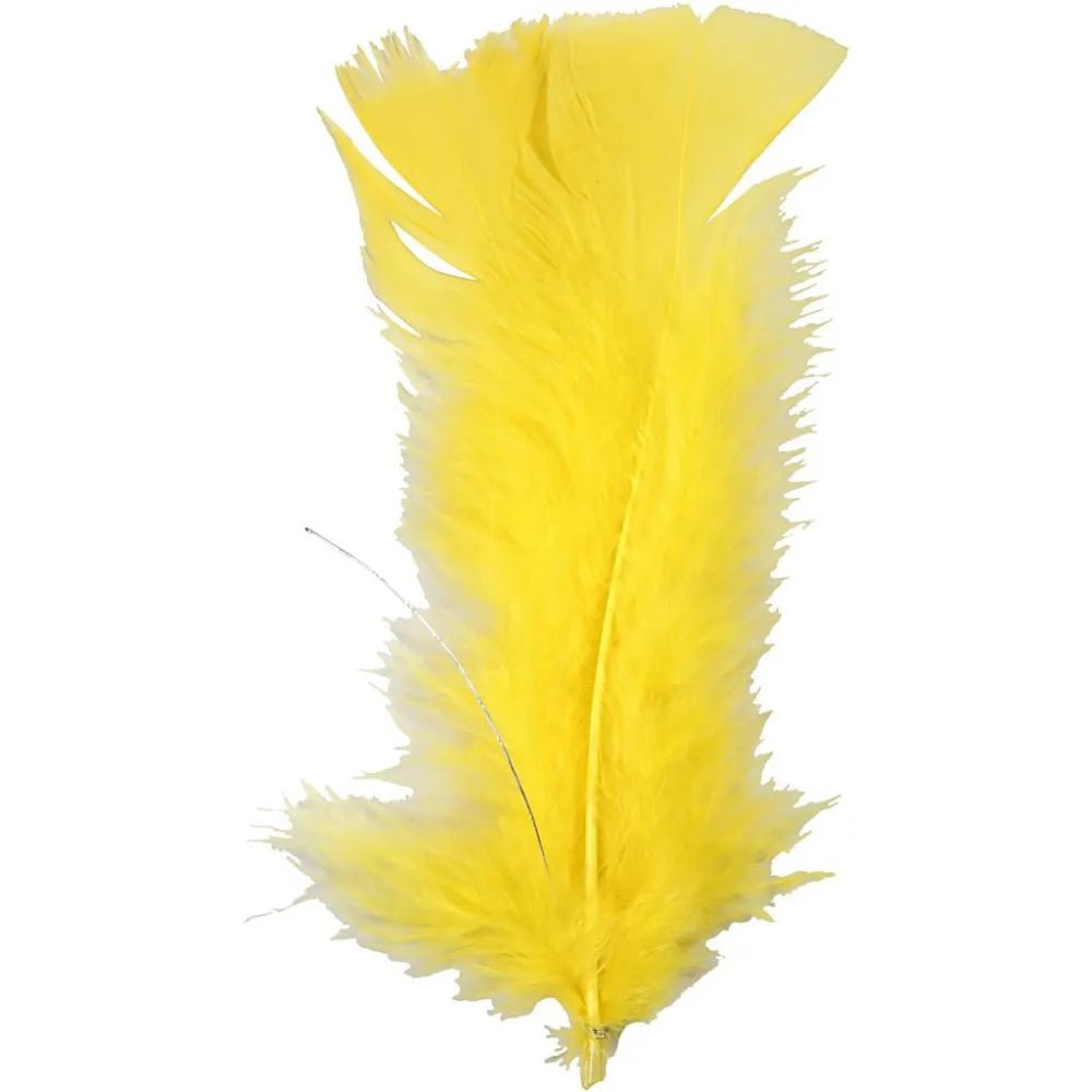 Turkey Feathers Craft Decorations 18 Bundles In 3 Pcs Assembled L:11-17cm Yellow
