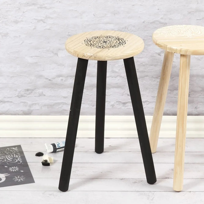 Pine Wood Round Seat Milking Stool With Round Legs Decoration Material Crafts
