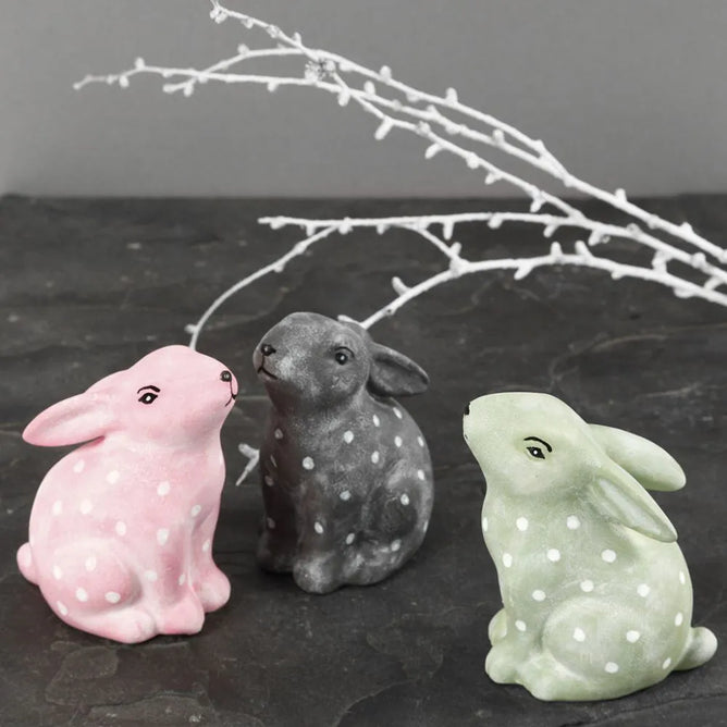 Seated Easter Hare Rabbit White Glazed Ceramic H: 9 cm D: 5.5 cm Decorate Crafts