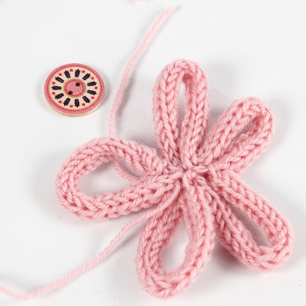 Hair Bands with Knitted Tube Flowers