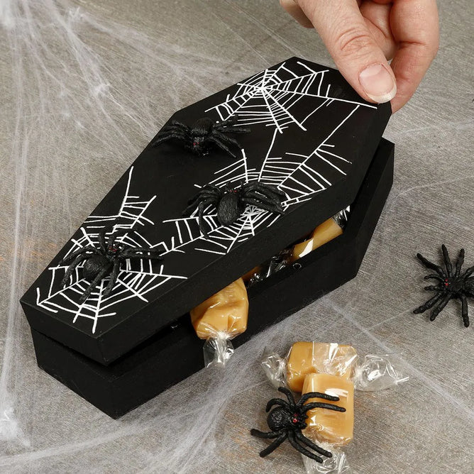18cm Spooky Halloween Coffin with magnetic lock Decoration Crafts Plywood