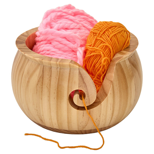 Varnished Pine Wood Yarn Bowl - Smooth Spiral Channel for Knitting & Crochet - Home - Crafts