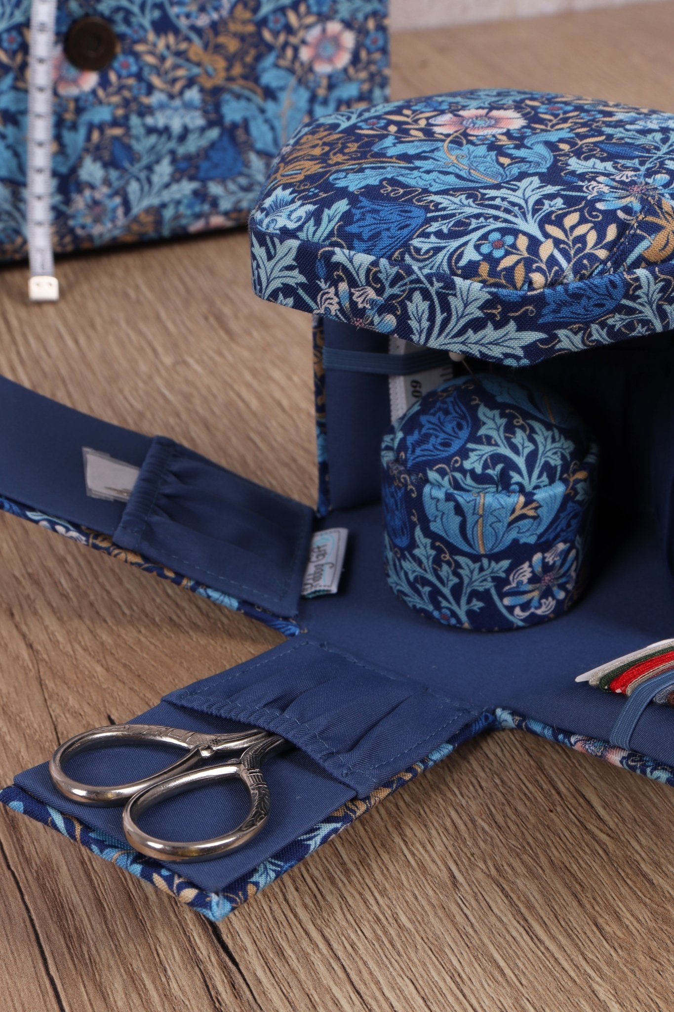 Victorian Hexagonal Sewing Kit - Woodblock Floral Print with Essential Tools - Home - Crafts