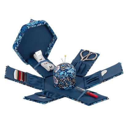 Victorian Hexagonal Sewing Kit - Woodblock Floral Print with Essential Tools - Home - Crafts