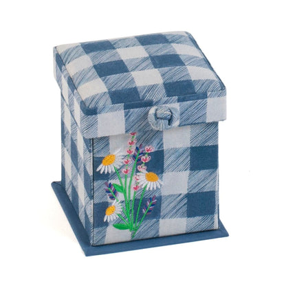 Victorian Square Sewing Kit - Embroidered Wild Floral Plaid with Essential Tools - Home - Crafts