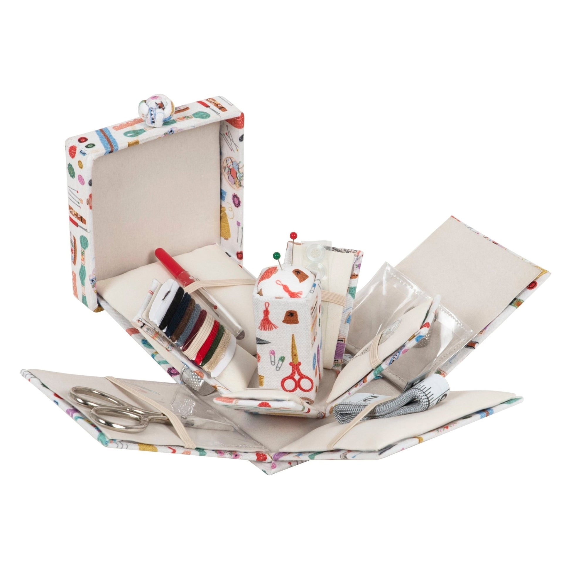 Victorian Square Sewing Kit - Vintage Sewing Haby Notions with Essential Tools - Home - Crafts