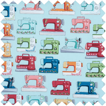 Victorian Square Sewing Kit - Vintage Sewing Machine Print with Essential Tools - Home - Crafts