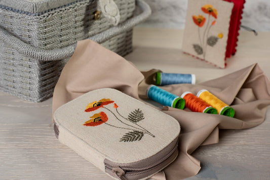 Wildflowers Zippered Sewing Kit - Embroidered Cotton Case with 30+ Essentials - Home - Crafts