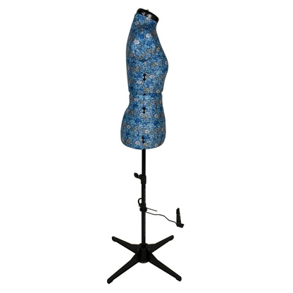 Woodblock Floral Small Dress Form - Adjustable Mannequin with Floral Print Fabric - Home - Crafts