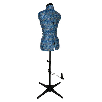 Woodblock Floral Small Dress Form - Adjustable Mannequin with Floral Print Fabric - Home - Crafts