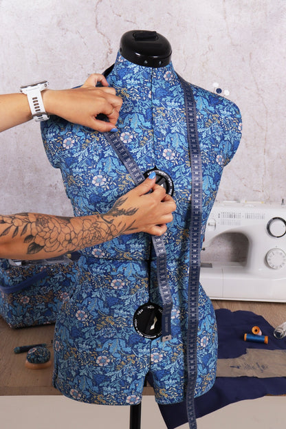 Woodblock Floral Small Dress Form - Adjustable Mannequin with Floral Print Fabric - Home - Crafts