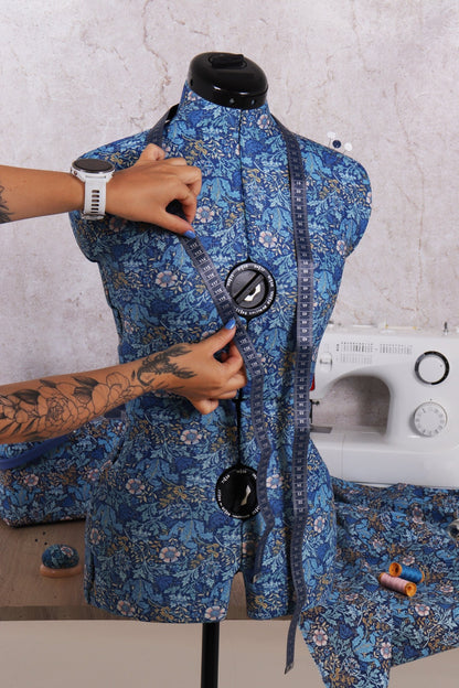 Woodblock Floral Small Dress Form - Adjustable Mannequin with Floral Print Fabric - Home - Crafts