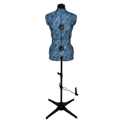 Woodblock Floral Small Dress Form - Adjustable Mannequin with Floral Print Fabric - Home - Crafts