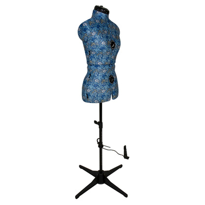 Woodblock Floral Small Dress Form - Adjustable Mannequin with Floral Print Fabric - Home - Crafts