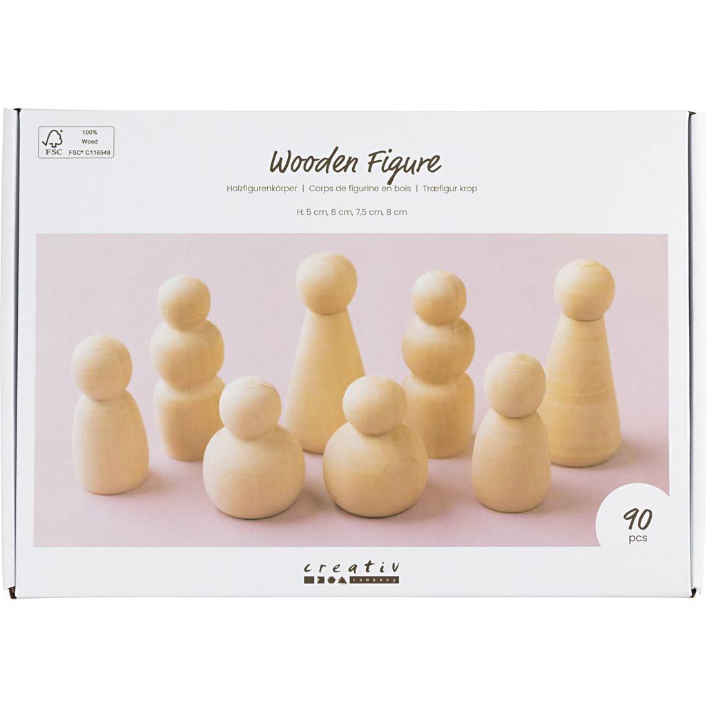 Wooden Figure Bodies Bulk 90 Pack Assorted Sizes 5-8cm - Craft Supplies - Home-Crafts