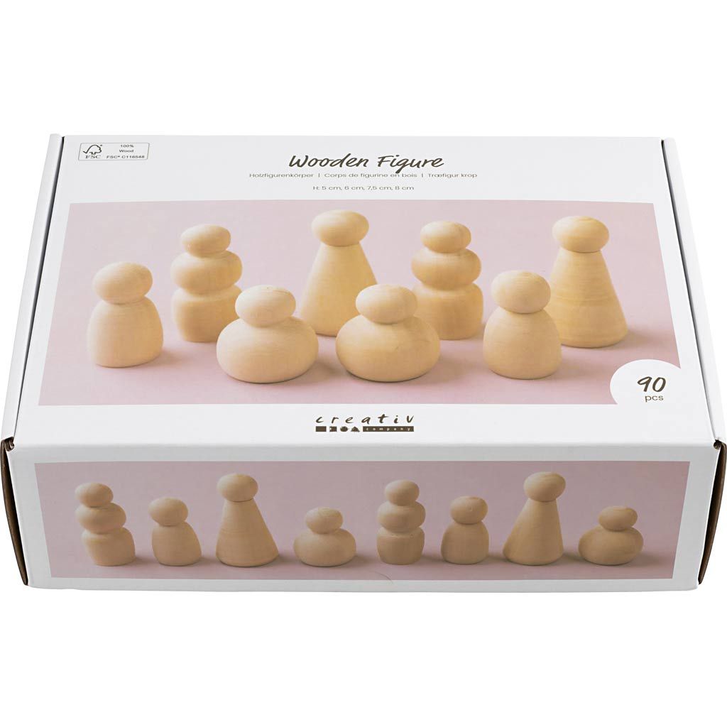 Wooden Figure Bodies Bulk 90 Pack Assorted Sizes 5-8cm - Craft Supplies - Home-Crafts