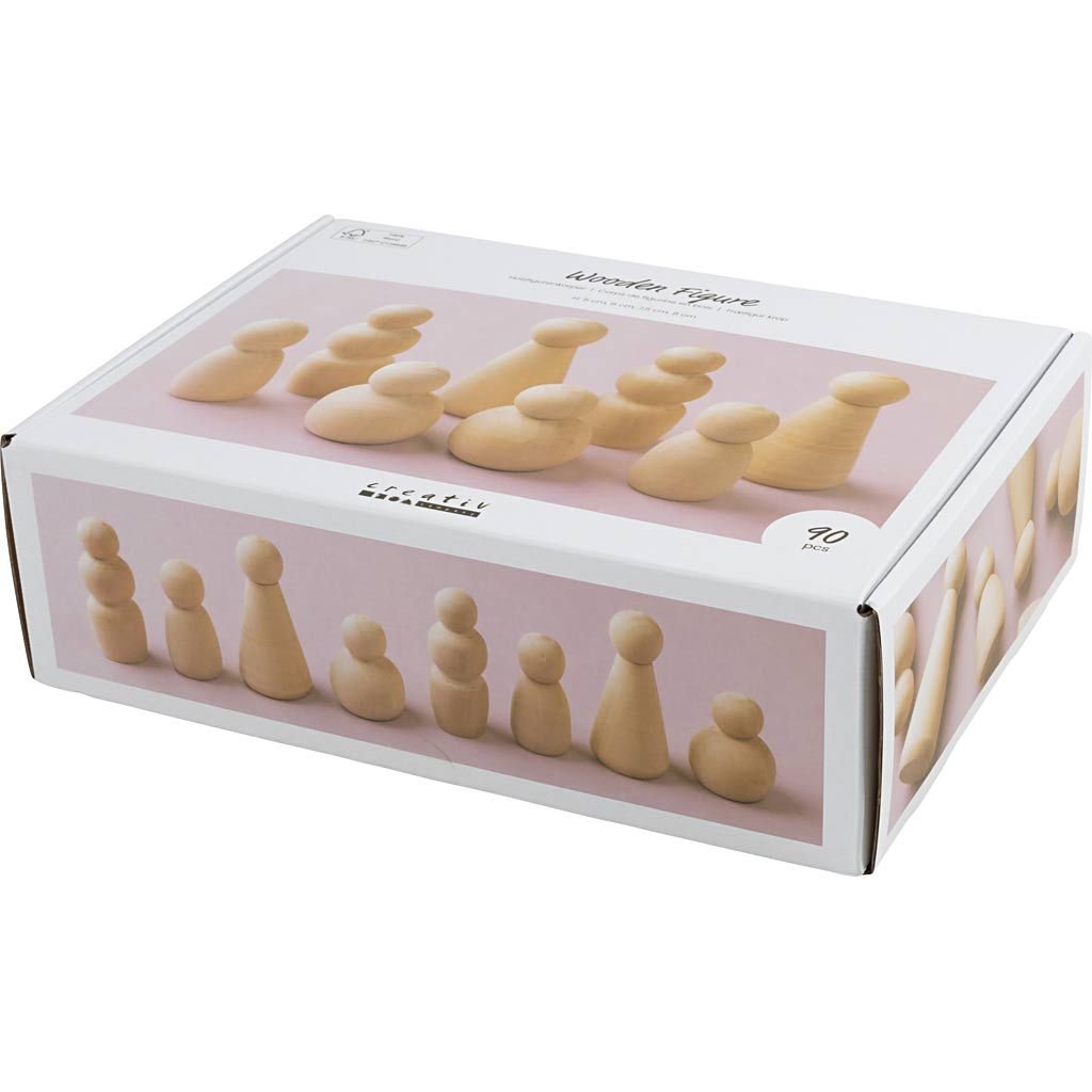 Wooden Figure Bodies Bulk 90 Pack Assorted Sizes 5-8cm - Craft Supplies - Home-Crafts