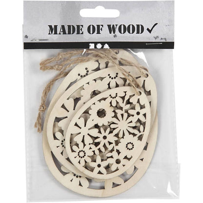 Wooden Hanging Ornaments - Set of 3 with Dark Edges & Cord - Home-Crafts