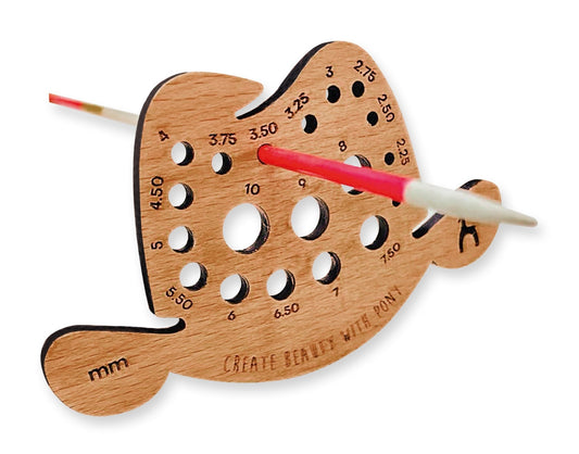 Wooden Knitting Gauge Hat Shaped - 2mm to 10mm