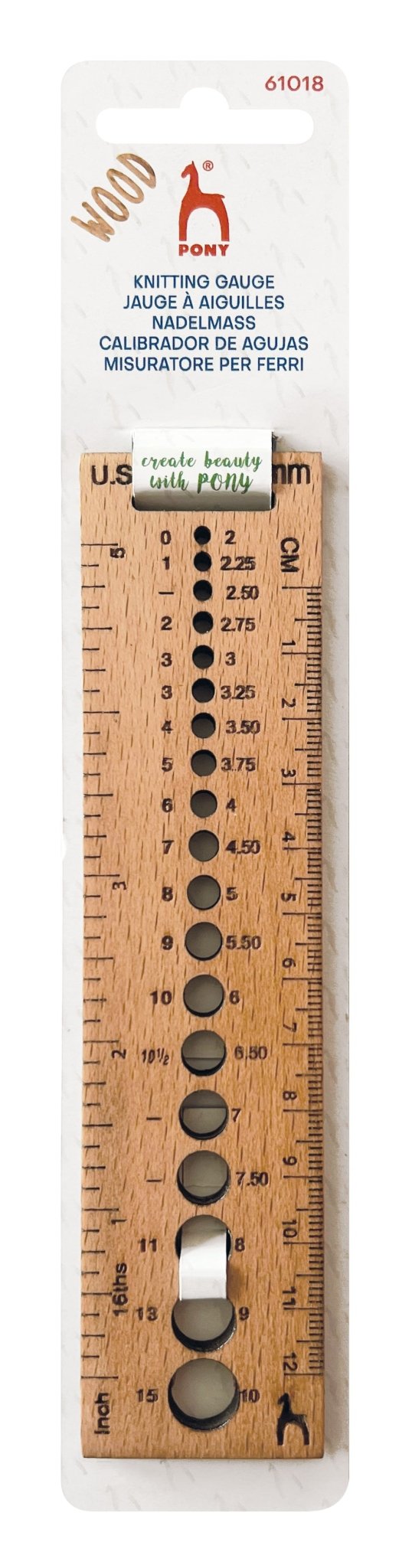 Wooden Knitting Gauge Rectangular Shaped - 2mm to 10mm