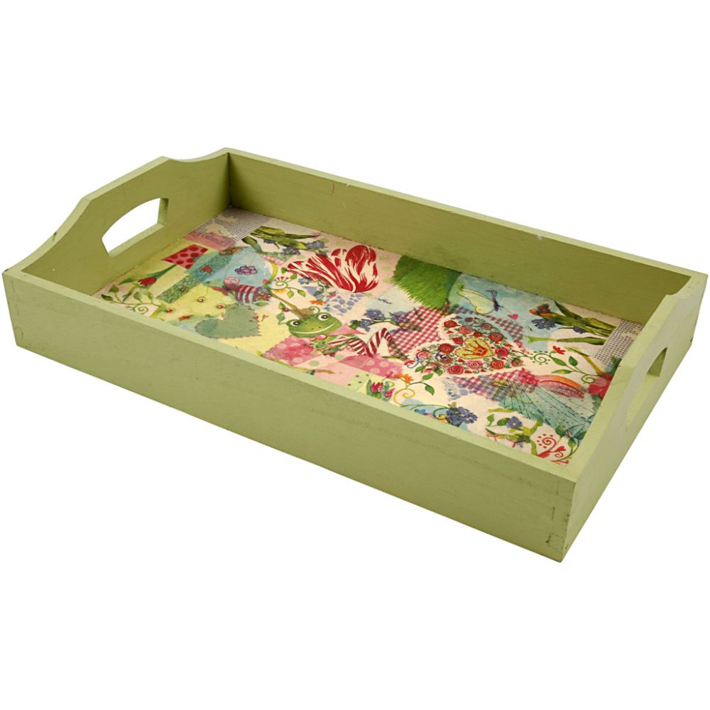 Wooden Serving Tray with Handles 30cm Craft Blank Paint Decoupage Pyrography DIY - Home-Crafts